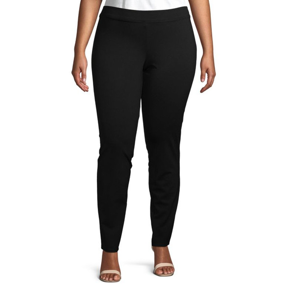 NEW Max Studio Pull On Ponte Knit Pants Womens XL Black Pull On Stretch Timeless - Picture 1 of 10